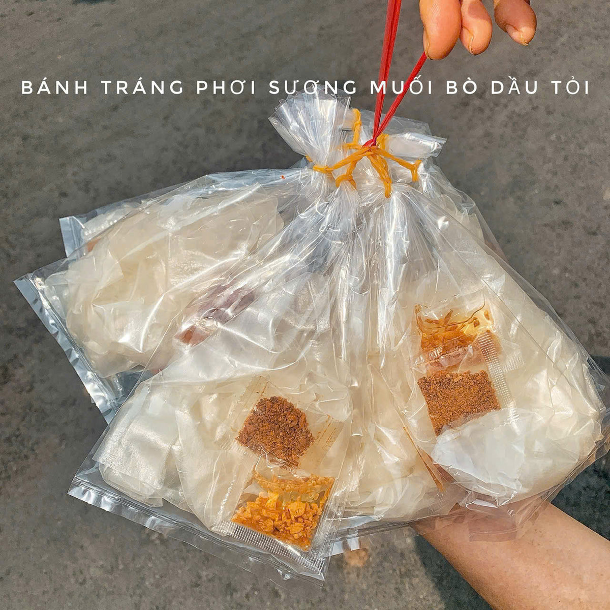 bánh tráng phơi sương muối bò dầu tỏi