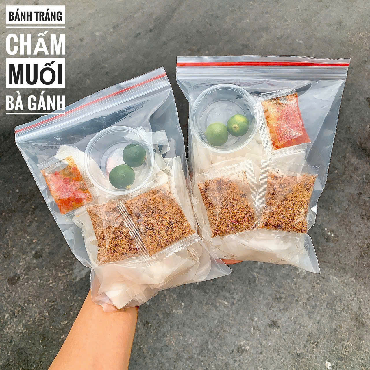 Bánh tráng muối chấm bà Gánh, 1 set 2 bịch