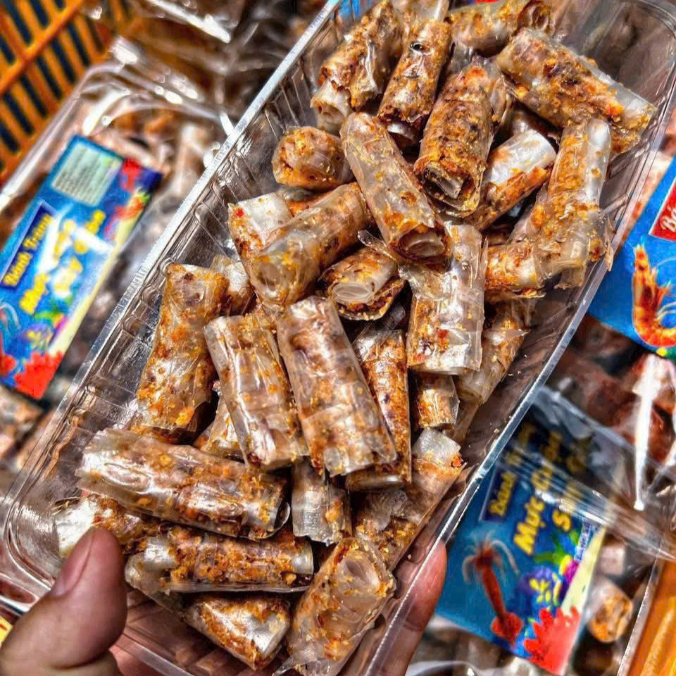 Bánh tráng ống cuộn khô mực