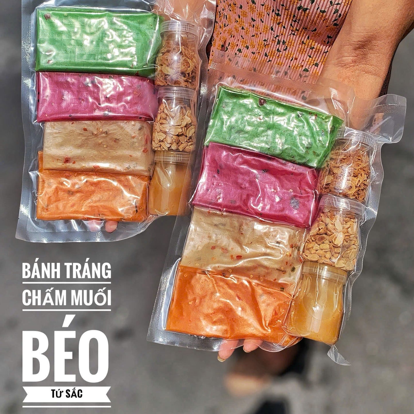 Set Bánh tráng chấm muối béo tứ sắc ,500 gram