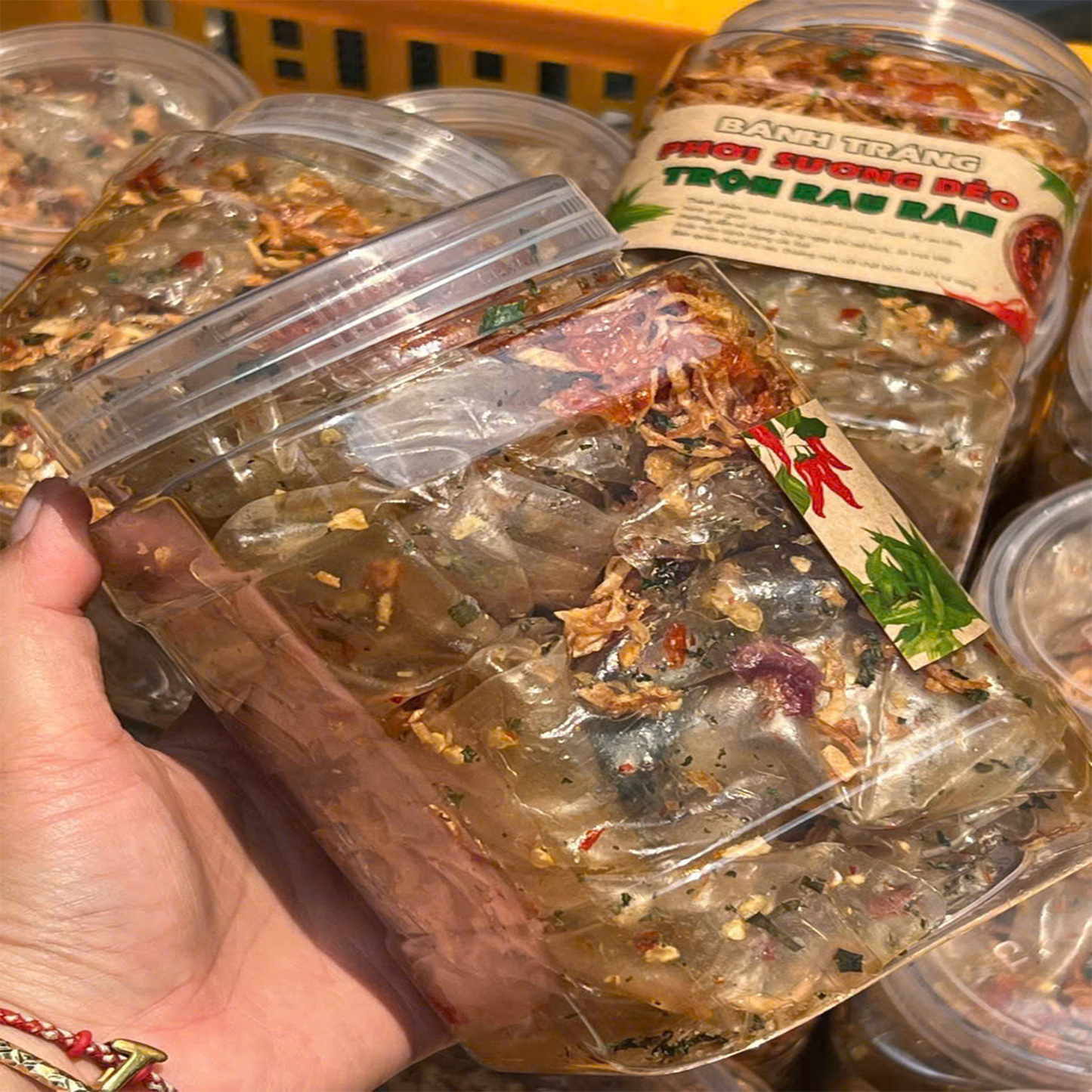 Bánh tráng phơi sương dẻo trộn rau răm 450gr