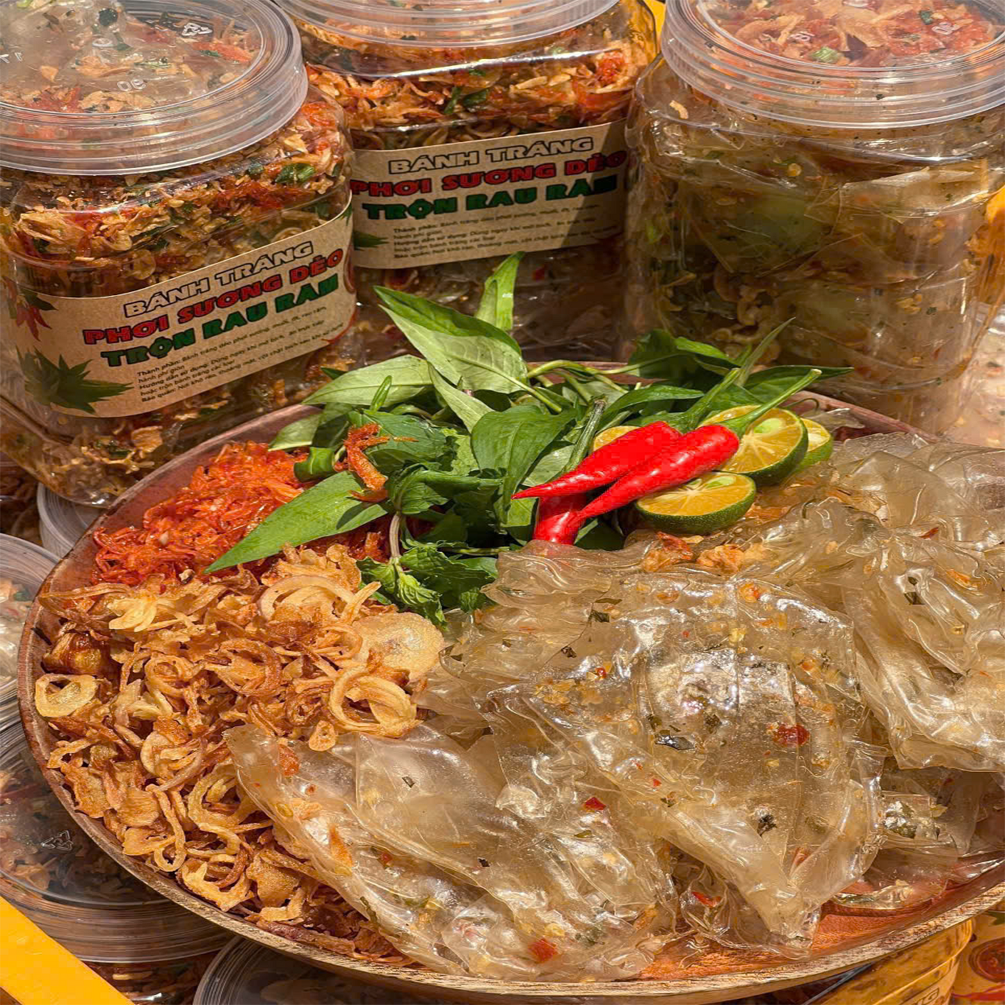 Bánh tráng phơi sương dẻo trộn rau răm 450gr