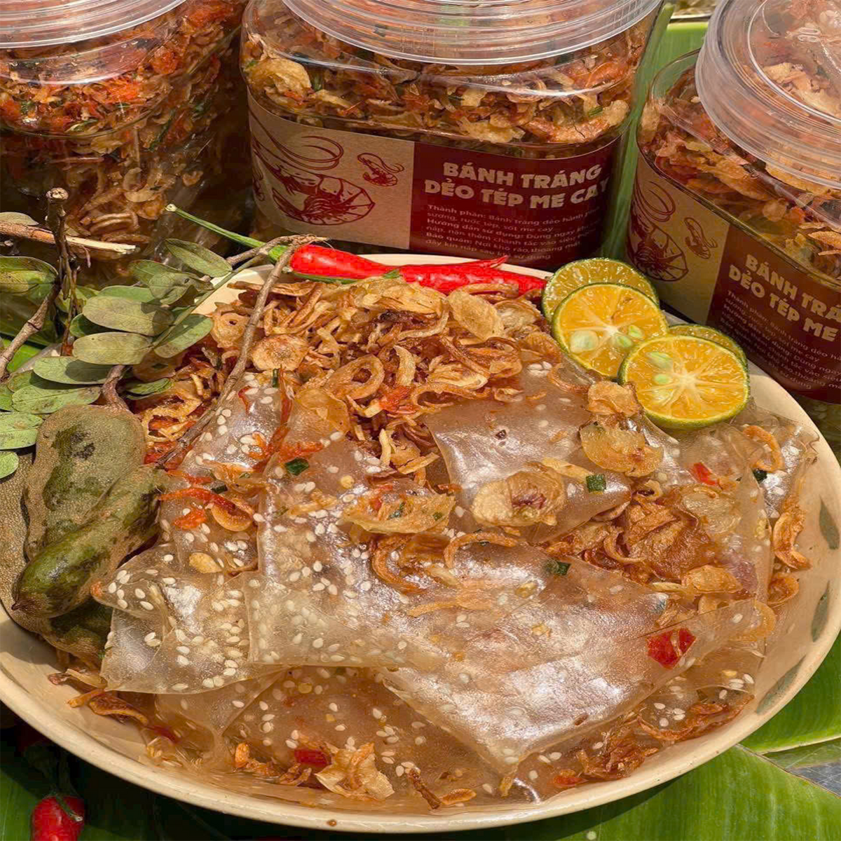 Bánh tráng dẻo tép me cay 450gr