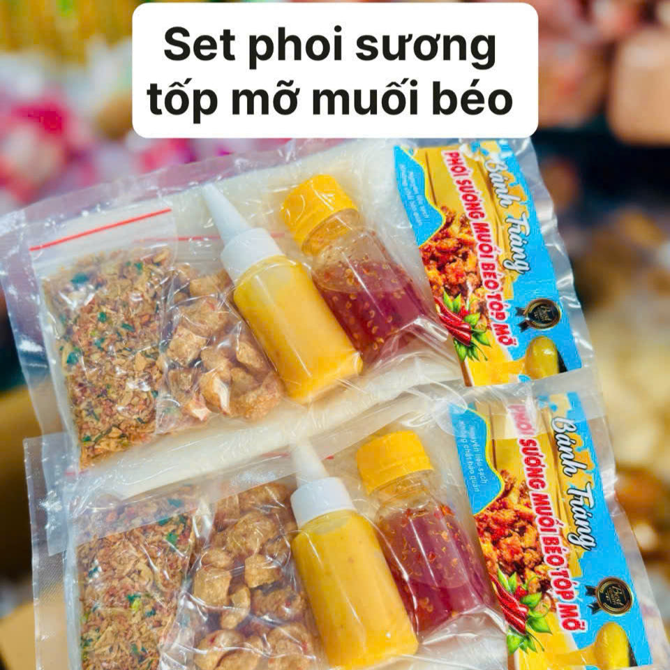 Set Bánh tráng phơi sương tóp mỡ muối béo (2 bịch)