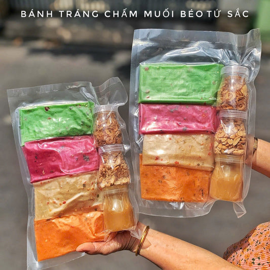 Set Bánh tráng chấm muối béo tứ sắc ,500 gram